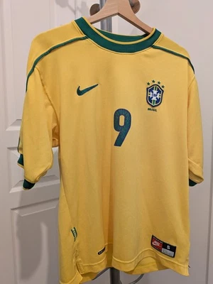 Maillot Nike Brésil domicile 1998/2000 – Ronaldo n°9 – Authentique – Taille S - Photo 1/4