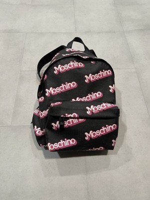 Grail Moschino Leather Monogram Barbie Backpack Black  Jeremy Scott Unisex