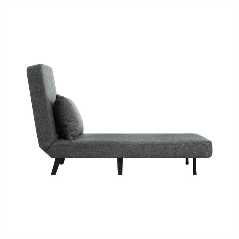 3 in 1 Foldable Linen Chaise Lounge with Adjustable Backrest,Footrest and Pillow