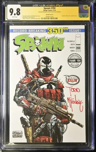 Spawn #350 Thank You Variant graded CGC 9.8 Signed by Todd McFarlane