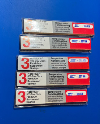 Lot of 5 Packs (15 Total) NOS Horolovar 400-Day Clock Suspension Springs .0032'' 