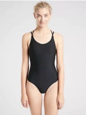 Athleta Keyhole One Piece Swimsuit Black Small Swimsuit NWT