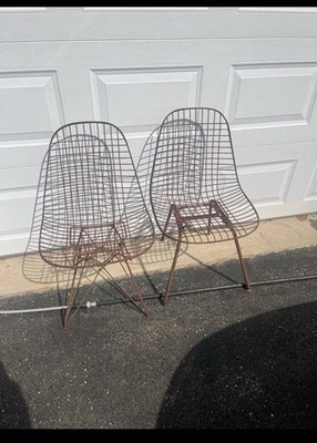 Vintage Eames Herman Miller Wire Chairs One With Eiffel Base Pickup Only