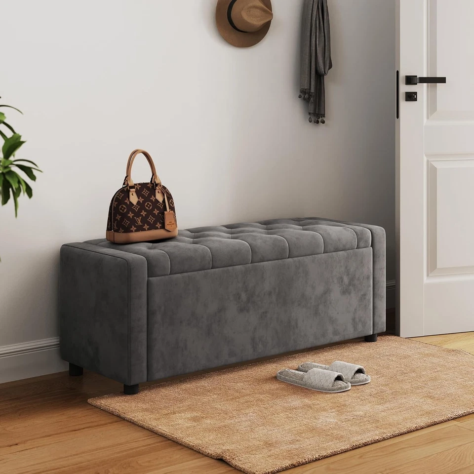 50" Storage Ottoman Bench - Upholstered Foot Rest Bench/Couch Ottoman/End of Bed - Image 3 of 4