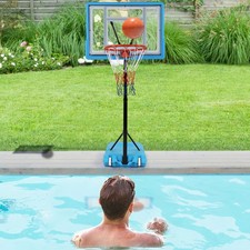 Aro de baloncesto ajustable con marco de canasta de tabla transparente de 3,7-4,4 pies junto a la piscina de EE. UU.