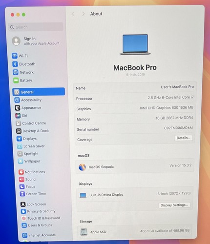Apple MacBook Pro A2141 2019 16" Core i7-9750H 2.6GHz 512GB / 16GB - Grey - AT24 - Afbeelding 8 van 12