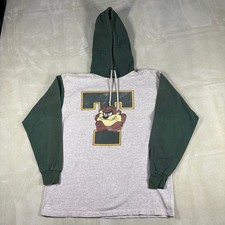 Vintage Tasmanian Devil Hoodie ACME Looney Tunes USA Made Gray Green Size M