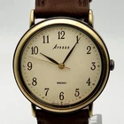 Vintage Seiko Avenue 5P31-6220 Quartz Gold Accent Arabic Dial Men's Watch Japan