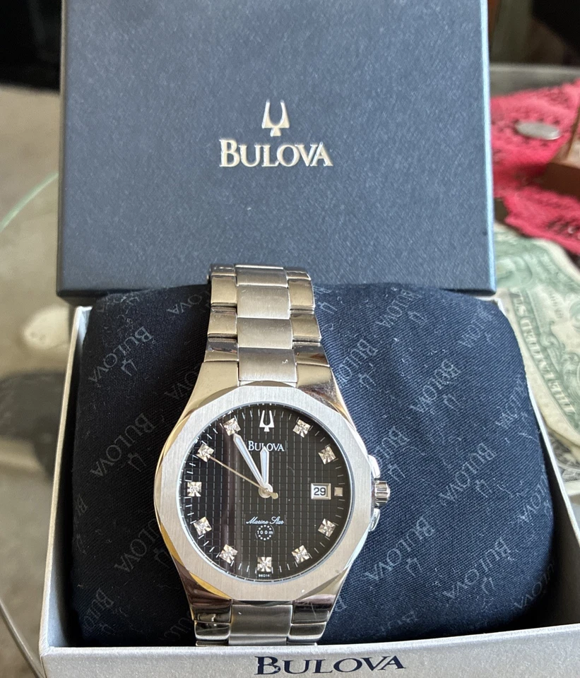 Reloj Gift Time Bulova Marine Star esfera diamante acero inoxidable C876763 96D14 Foto 2 de 4