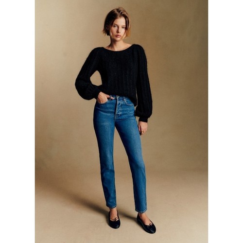 Sezane Brut Sexy Jeans Denim Blue High Rise Straight Leg Organic Cotton Size 26