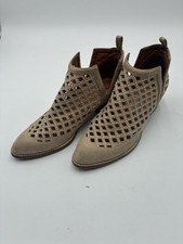 JEFFREY CAMPBELL Size 9.5 Taupe Women Suede Leather Taggart Cut-Out Booties
