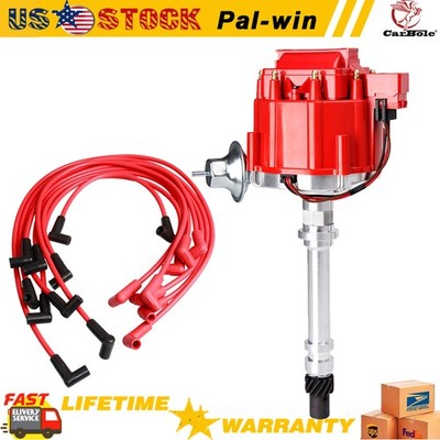 HEI Distributor & Spark Plug Wires 9000RPM For Chevy V8 283 350 400 454 SBC 65K
