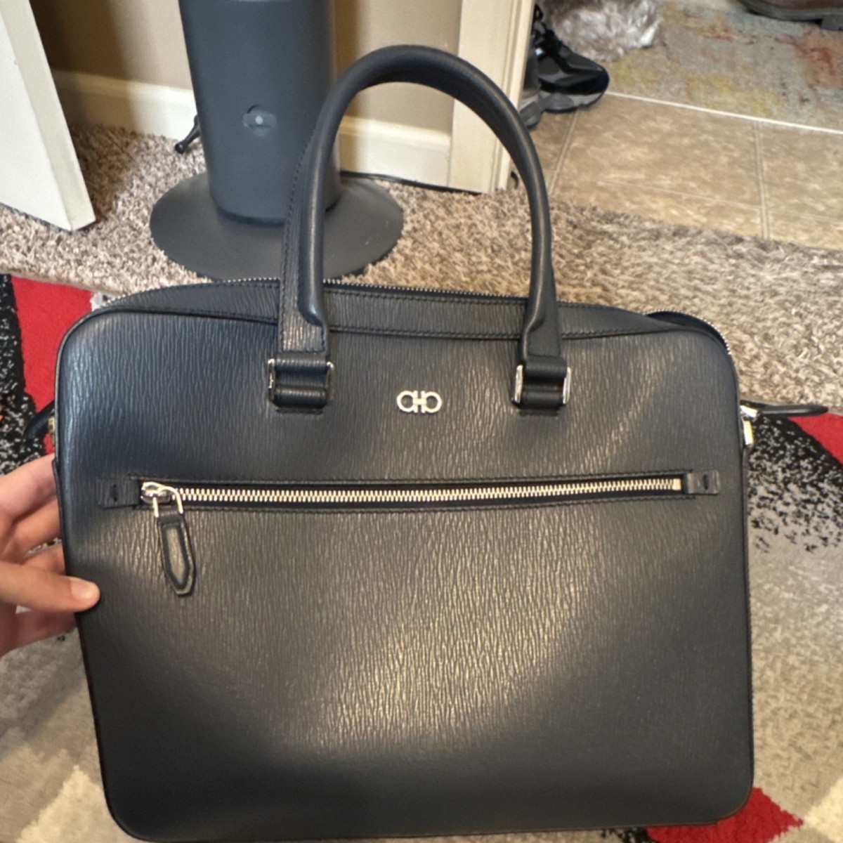 Salvatore Ferragamo Gancini Revival Leather Briefcase Laptop Bag