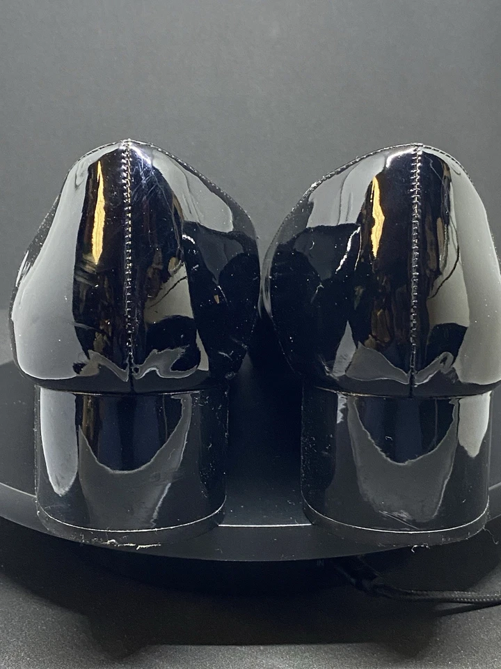 Zapatos de salón Aldo elegantes de charol negro bloque de tacón bajo usados en excelente estado talla 8 M para mujer Foto 4 de 4