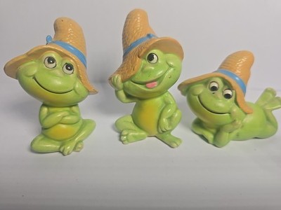 Set Of 3 Frogs In Hats Norcrest A 514 Made In Japan Rare Vintage Collectibles