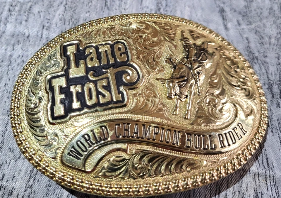 Gist Lane Frost World Champion Bull Rider Belt Buckle Rare Made in USA - Image 2 of 4