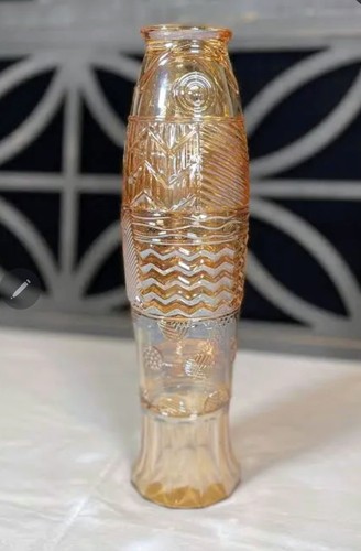 Stackable Koi Glass Tumblers Amber Colored Fish Barware Perfect Condition
