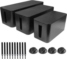 DUNCHATY 3 Pack Cable Organizer Box with Large, Medium, Small Cord Hider Box ...
