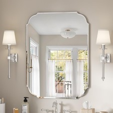 Silver Wall Mirror-Beveled Edge Frameless Mirror for Bathroom, Vanity, Bedroo...