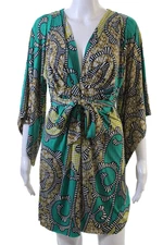 T Bags Los Angeles Womens Abstract Print V Neck Dress Multi Colored Size Small