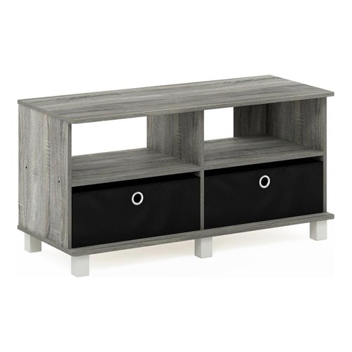 Furinno Andrey Wood Entertainment Center für TV bis 43" in Eiche grau/schwarz - Bild 1 von 6