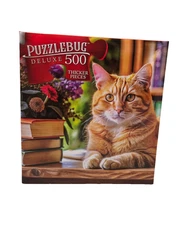 Ginger Cat Relaxing on a Bookshelf - 500 Pieces Deluxe Jigsaw Puzzle Brand New