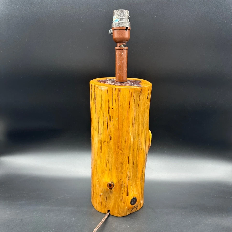 Lámpara de troncos de madera vintage hecha a mano rústica cabaña acabado natural pesado Foto 4 de 4