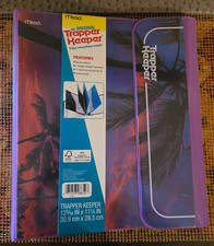 Mead Trapper Keeper 3 Ring Binder 2 Trapper Keeper Portfolios -Purple Palm Tree
