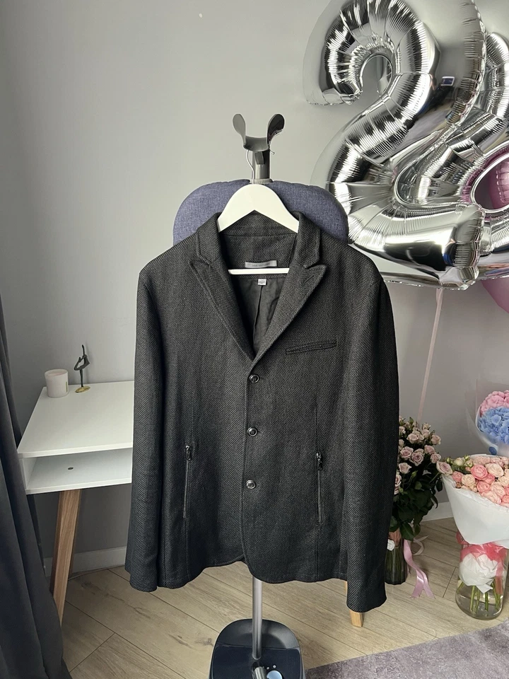 PVP ~1300$ Chaqueta Blazer John Varvatos Artesanal Texturizada Negra Puño con Cremallera Para Hombres EE. UU. L Foto 3 de 4