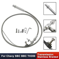 For Chevy SBC BBC TH350 Stainless Braided Transmission Kick Down Cable Detent