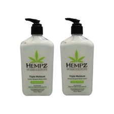 LOT OF 2 Hempz TRIPLE MOISTURE Herbal Whipped Body Cr me Lotion, 17 fl oz