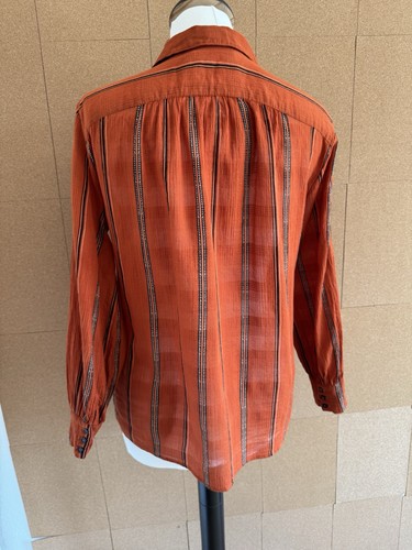 Ba&Sh Shirt Size XS UK 8 Orange Black Striped Long Sleeve Boho Relaxed Cotton - Picture 18 of 18