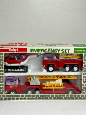 Buddy L Pressed Steel 1976 Emergency Fire Dept Set #2