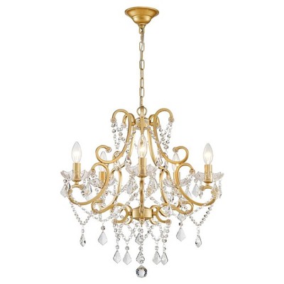 Crystal Chandelier, Golden Crystal Lighting,5-Light Modern Chandelier for Liv...