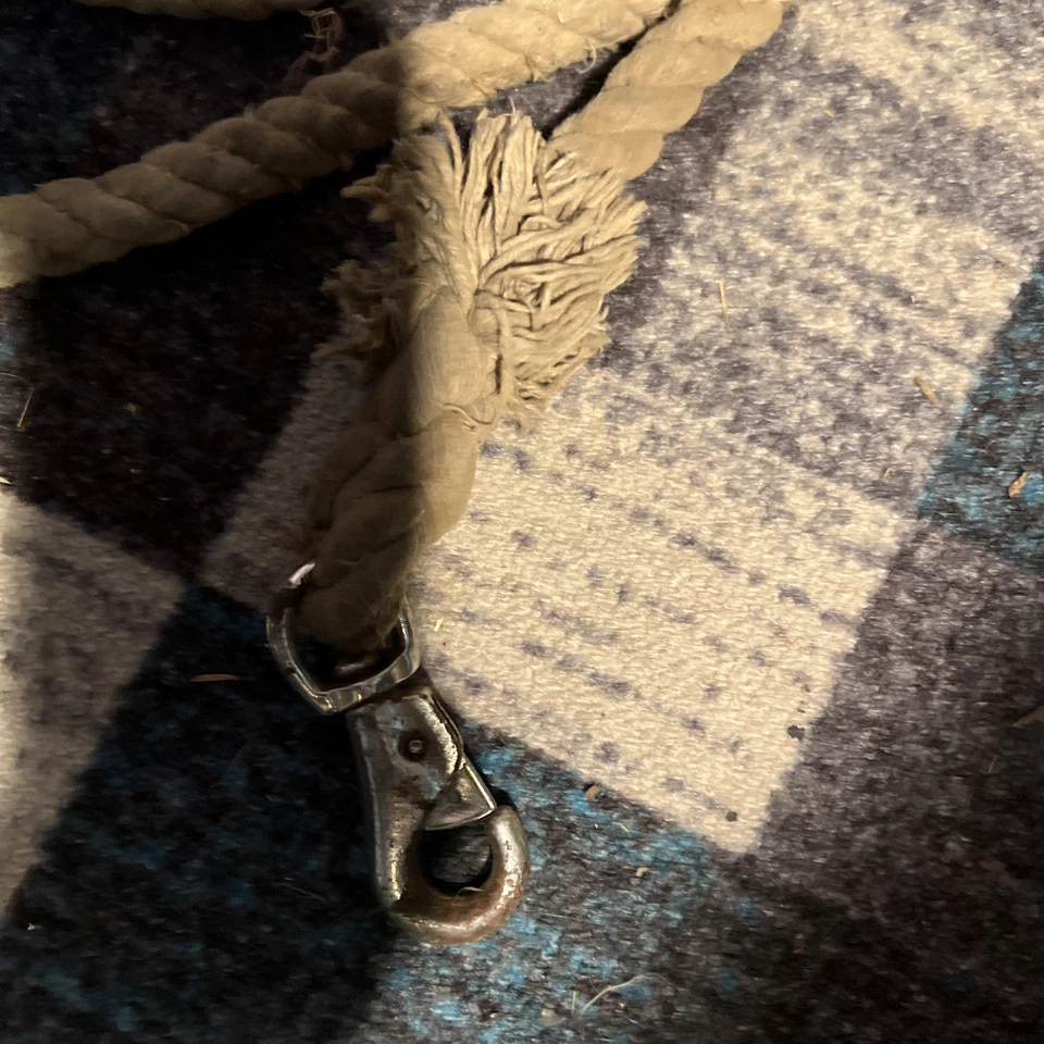 Vintage White Braided Thick Fabric Horse Rope W/Heavy Duty Hardware Clasp 8ft - Image 2 of 4