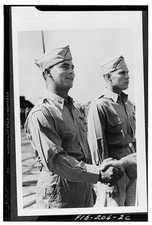 Photo:World War II U.S. Army soldiers handshake 1940s military portrait