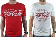 Coca-Cola Mens Printed Cotton T-Shirt Crew Neck M - 2XL