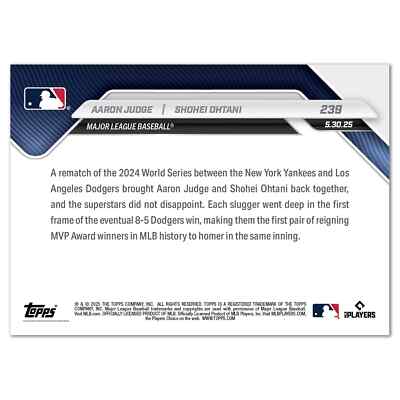 2025 TOPPS NOW #239 AARON JUDGE & SHOHEI OHTANI - 1ST MVP WINNERS