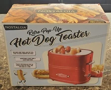 NEW FACTORY SEALED Nostalgia Retro Pop-Up Hot Dog Toaster - Red (HDT600RETRORED)