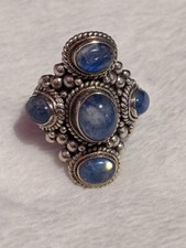 Vintage Sterling Silver Moonstone Ring 5 Beautiful Regal Stones Size 9 Stamp 925