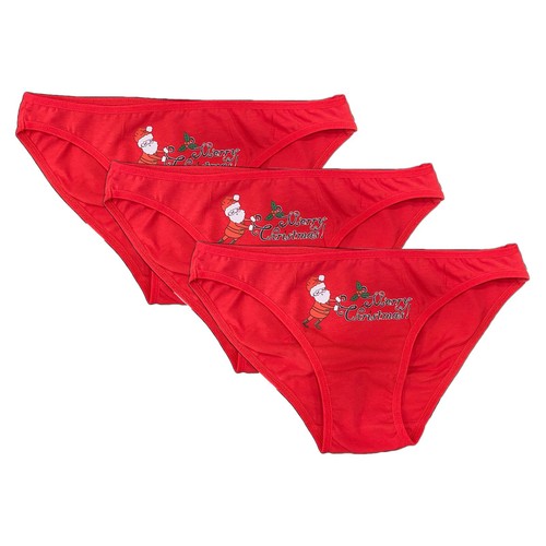 Ladies Underwear Merry Christmas Red Santa Claus Pattern Panties Briefs Bikini - Picture 16 of 21