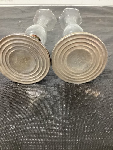 Vintage Fisher Sterling Silver Weighed Glass "Floral" Etched Bud Vase. - Picture 3 of 5