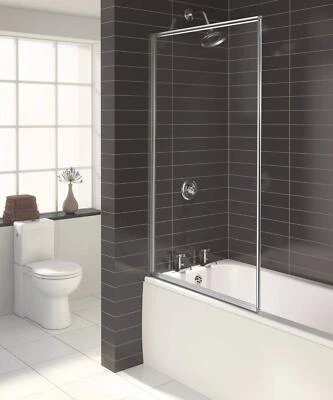 AQUALUX Bath Screen 3 Fully Framed Bath Screen 750mm White Screen