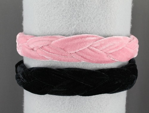 Pink velvet braid headband soft fabric covered band grip teeth braided - Picture 8 of 8
