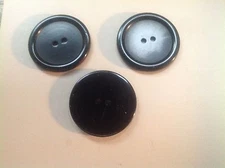 NEW 10 1 1/4  BLACK  POLISHED BUTTON 2 HOLE W/RIM