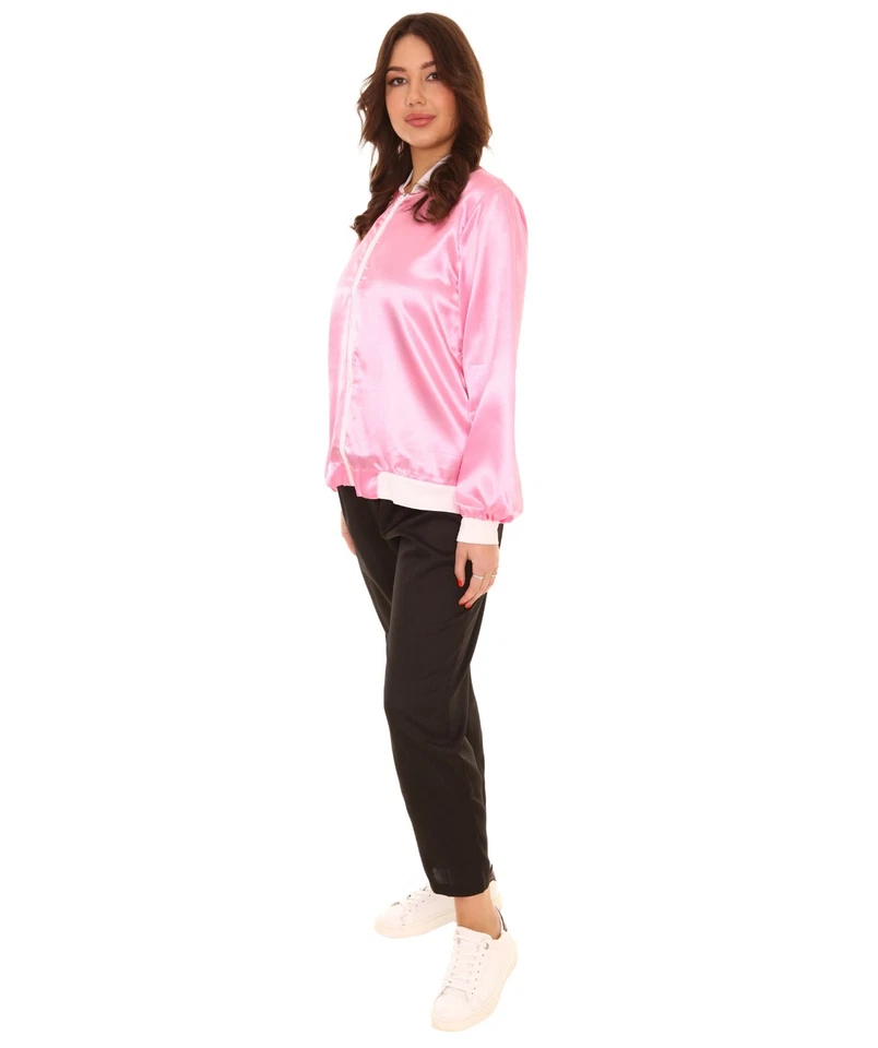 Adult Women's 50's Satin Grease Jacket Costume | Pink Cosplay costume HC-495 - Image 3 of 4