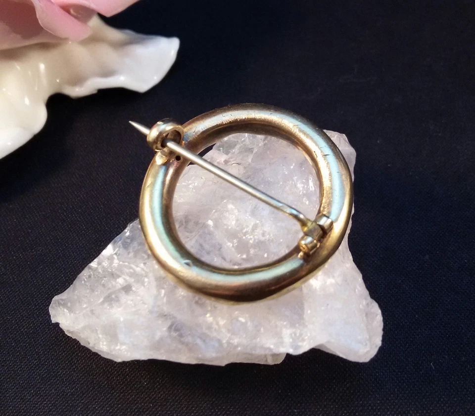Brosche Anstecknadel 750 Rosegold Antik Granat, 8 Diamanten - Bild 3 von 4