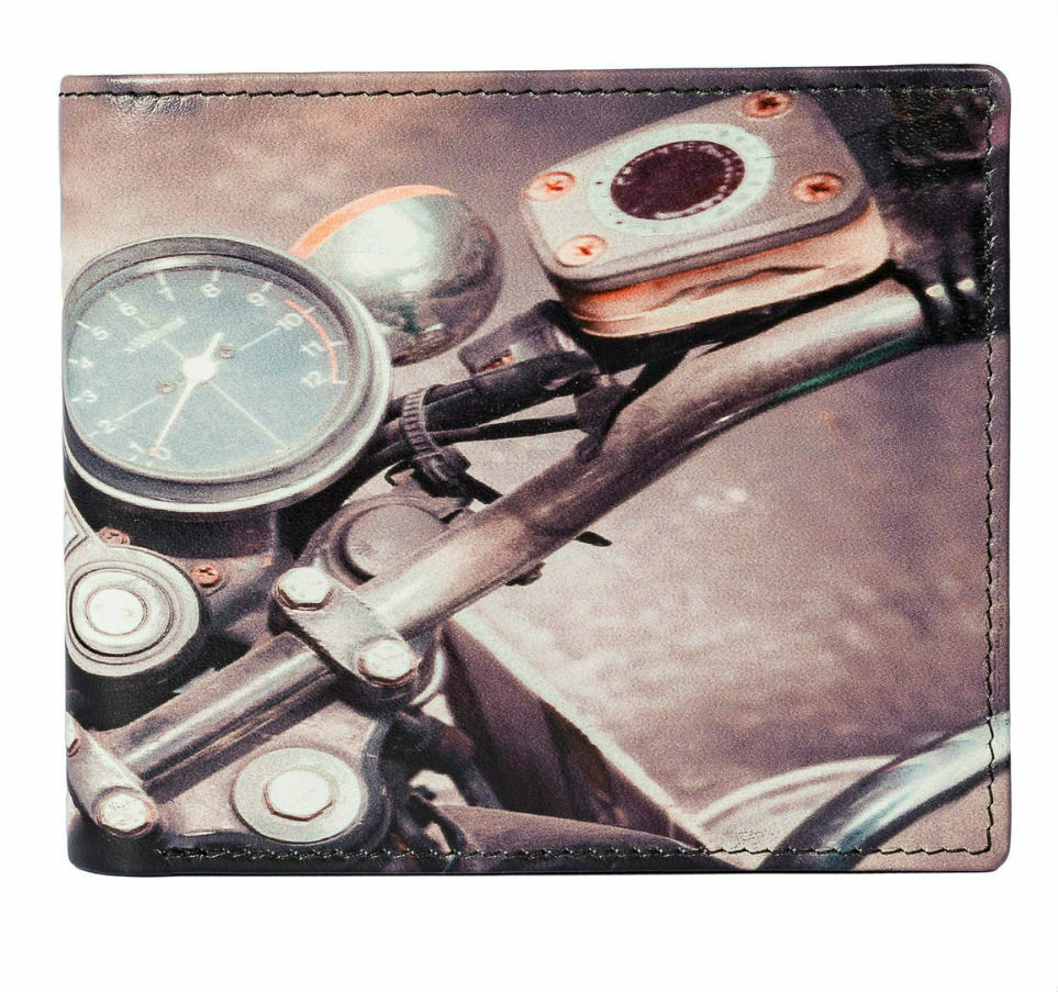 Kalmin Leather Printed Billfold Motorbike Wallet RFID protection 196 4 Motorbike