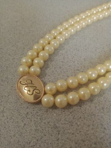 Collana Vintage Avon Honor Society Doppio Filo Premio Perle Finte - Foto 4 di 4