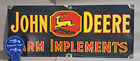 John Deere Farm Implements Porcelain Enamel Sign 36 X 15 Inches 1 Sided
